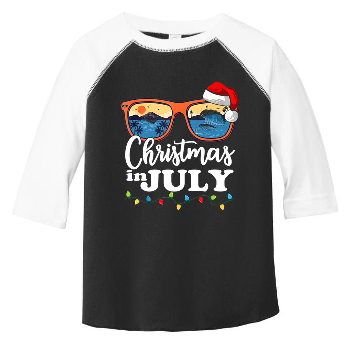 Christmas In July Funny Santa Summer Beach Vacation Sunglasses Toddler Fine Jersey T-Shirt