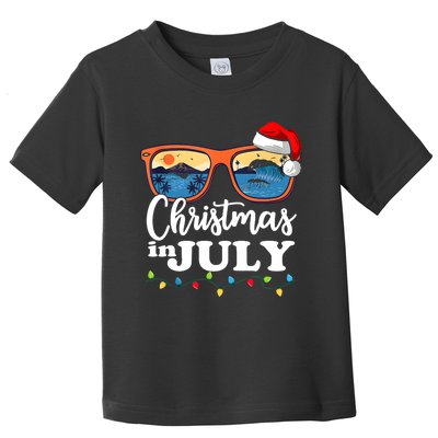 Christmas In July Funny Santa Summer Beach Vacation Sunglasses Toddler T-Shirt