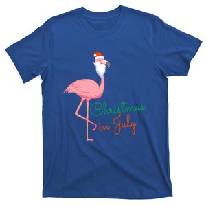 Christmas In July Pink Flamingo Santa Gift T-Shirt