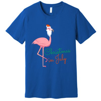 Christmas In July Pink Flamingo Santa Gift Premium T-Shirt