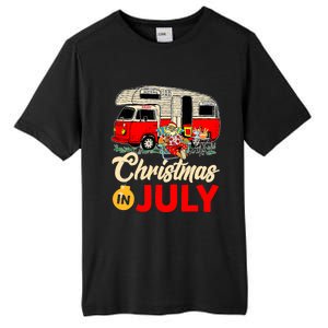 Christmas In July Camping Santa Campers Summer Vacay Tall Fusion ChromaSoft Performance T-Shirt