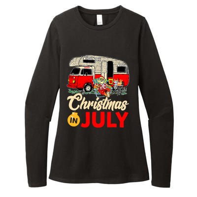 Christmas In July Camping Santa Campers Summer Vacay Womens CVC Long Sleeve Shirt