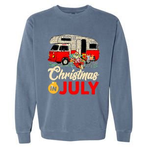 Christmas In July Camping Santa Campers Summer Vacay Garment-Dyed Sweatshirt