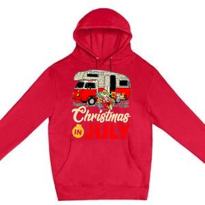 Christmas In July Camping Santa Campers Summer Vacay Premium Pullover Hoodie