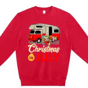 Christmas In July Camping Santa Campers Summer Vacay Premium Crewneck Sweatshirt