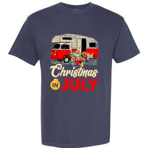 Christmas In July Camping Santa Campers Summer Vacay Garment-Dyed Heavyweight T-Shirt