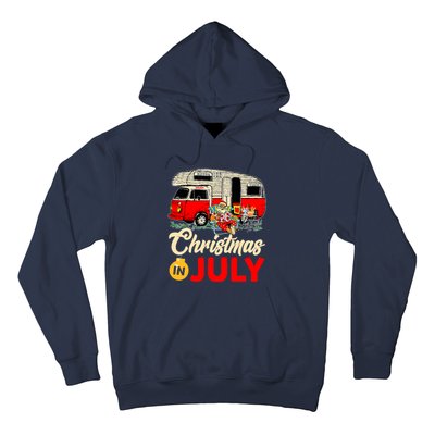 Christmas In July Camping Santa Campers Summer Vacay Hoodie