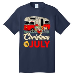 Christmas In July Camping Santa Campers Summer Vacay Tall T-Shirt