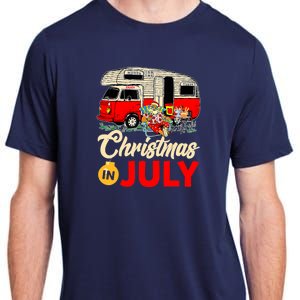 Christmas In July Camping Santa Campers Summer Vacay Adult ChromaSoft Performance T-Shirt