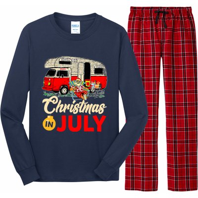 Christmas In July Camping Santa Campers Summer Vacay Long Sleeve Pajama Set