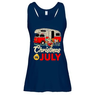 Christmas In July Camping Santa Campers Summer Vacay Ladies Essential Flowy Tank