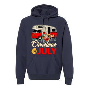 Christmas In July Camping Santa Campers Summer Vacay Premium Hoodie