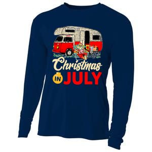 Christmas In July Camping Santa Campers Summer Vacay Cooling Performance Long Sleeve Crew