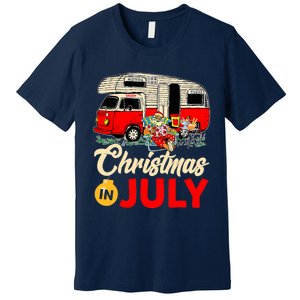 Christmas In July Camping Santa Campers Summer Vacay Premium T-Shirt