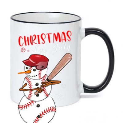 Christmas In July For Baseball Fan Snowman Snowman Baseball 11oz Black Color Changing Mug