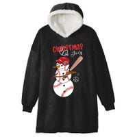 Christmas In July For Baseball Fan Snowman Snowman Baseball Hooded Wearable Blanket