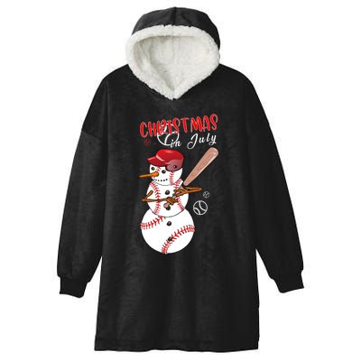 Christmas In July For Baseball Fan Snowman Snowman Baseball Hooded Wearable Blanket