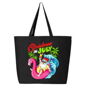 Christmas In July Santa Hawaiian Flamingo Summer Beach Xmas 25L Jumbo Tote