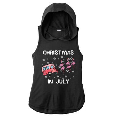 Christmas In July Flamingo Trailer Summer Xmas Camp Camper Ladies PosiCharge Tri-Blend Wicking Draft Hoodie Tank