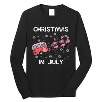 Christmas In July Flamingo Trailer Summer Xmas Camp Camper Long Sleeve Shirt