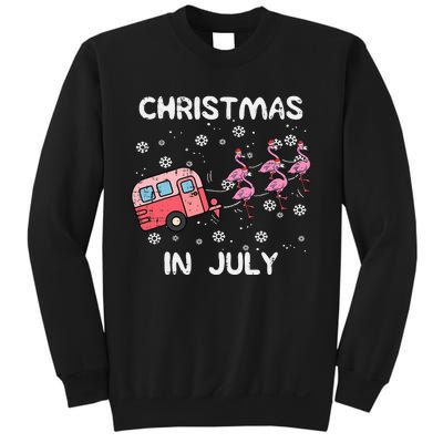 Christmas In July Flamingo Trailer Summer Xmas Camp Camper Sweatshirt