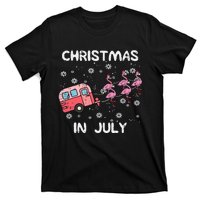 Christmas In July Flamingo Trailer Summer Xmas Camp Camper T-Shirt