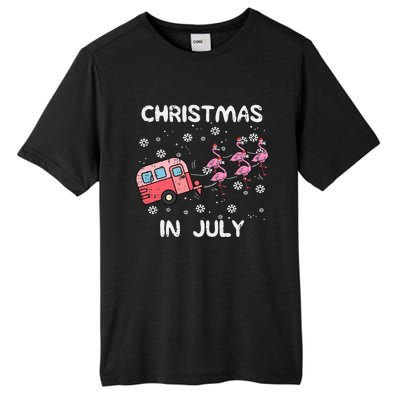 Christmas In July Flamingo Trailer Summer Xmas Camp Camper Tall Fusion ChromaSoft Performance T-Shirt