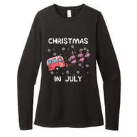 Christmas In July Flamingo Trailer Summer Xmas Camp Camper Womens CVC Long Sleeve Shirt