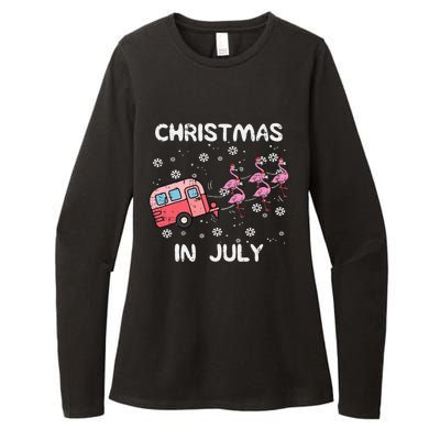 Christmas In July Flamingo Trailer Summer Xmas Camp Camper Womens CVC Long Sleeve Shirt