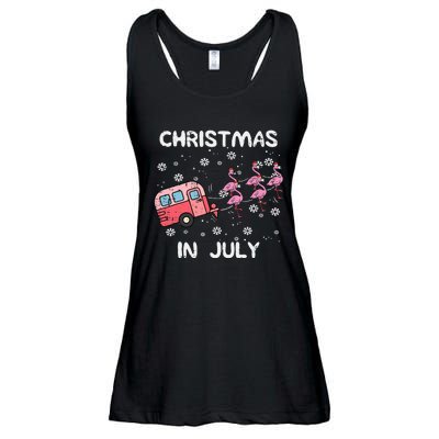 Christmas In July Flamingo Trailer Summer Xmas Camp Camper Ladies Essential Flowy Tank