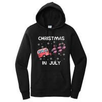 Christmas In July Flamingo Trailer Summer Xmas Camp Camper Women's Pullover Hoodie