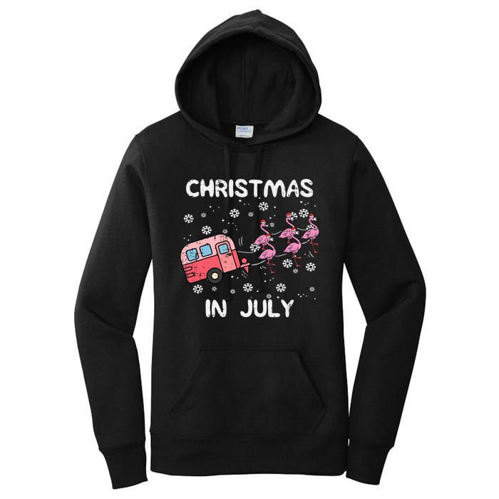 Christmas In July Flamingo Trailer Summer Xmas Camp Camper Women's Pullover Hoodie