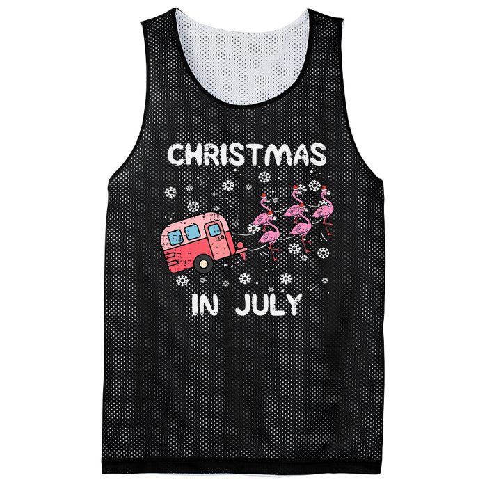 Christmas In July Flamingo Trailer Summer Xmas Camp Camper Mesh Reversible Basketball Jersey Tank