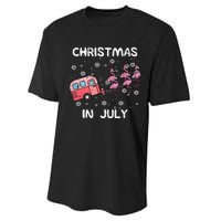 Christmas In July Flamingo Trailer Summer Xmas Camp Camper Performance Sprint T-Shirt