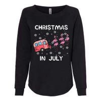 Christmas In July Flamingo Trailer Summer Xmas Camp Camper Womens California Wash Sweatshirt