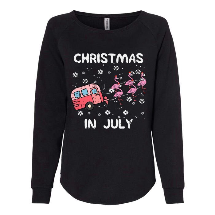 Christmas In July Flamingo Trailer Summer Xmas Camp Camper Womens California Wash Sweatshirt