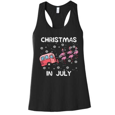 Christmas In July Flamingo Trailer Summer Xmas Camp Camper Women's Racerback Tank