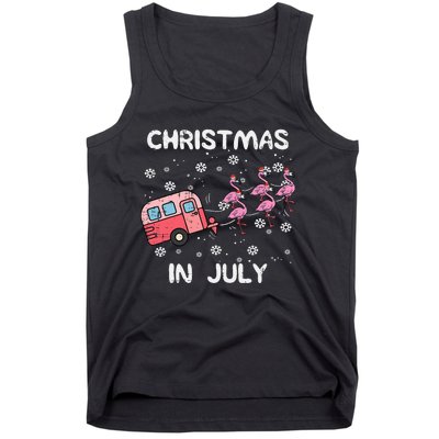 Christmas In July Flamingo Trailer Summer Xmas Camp Camper Tank Top