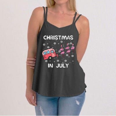 Christmas In July Flamingo Trailer Summer Xmas Camp Camper Women's Strappy Tank