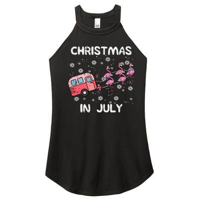 Christmas In July Flamingo Trailer Summer Xmas Camp Camper Women's Perfect Tri Rocker Tank