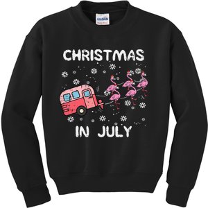 Christmas In July Flamingo Trailer Summer Xmas Camp Camper Kids Sweatshirt