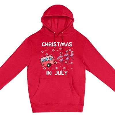 Christmas In July Flamingo Trailer Summer Xmas Camp Camper Premium Pullover Hoodie