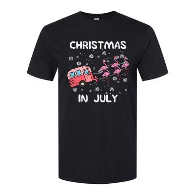 Christmas In July Flamingo Trailer Summer Xmas Camp Camper Softstyle CVC T-Shirt