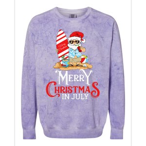 Christmas In July Santa Sunglasses Summer Beach Funny Xmas Colorblast Crewneck Sweatshirt