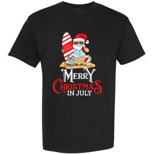 Christmas In July Santa Sunglasses Summer Beach Funny Xmas Garment-Dyed Heavyweight T-Shirt