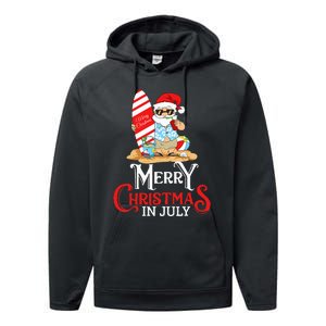 Christmas In July Santa Sunglasses Summer Beach Funny Xmas Performance Fleece Hoodie