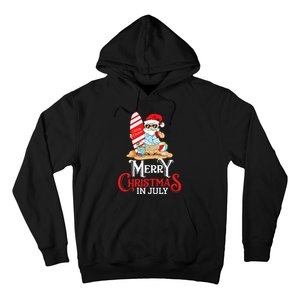 Christmas In July Santa Sunglasses Summer Beach Funny Xmas Hoodie