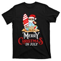 Christmas In July Santa Sunglasses Summer Beach Funny Xmas T-Shirt