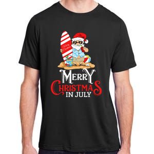 Christmas In July Santa Sunglasses Summer Beach Funny Xmas Adult ChromaSoft Performance T-Shirt