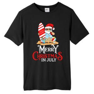 Christmas In July Santa Sunglasses Summer Beach Funny Xmas Tall Fusion ChromaSoft Performance T-Shirt